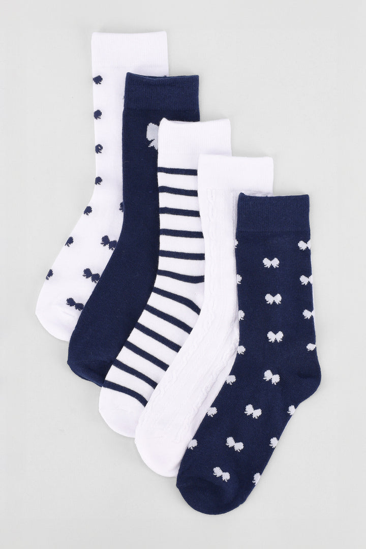 Girls 5 Pack Bow Anklet Sock - Multi