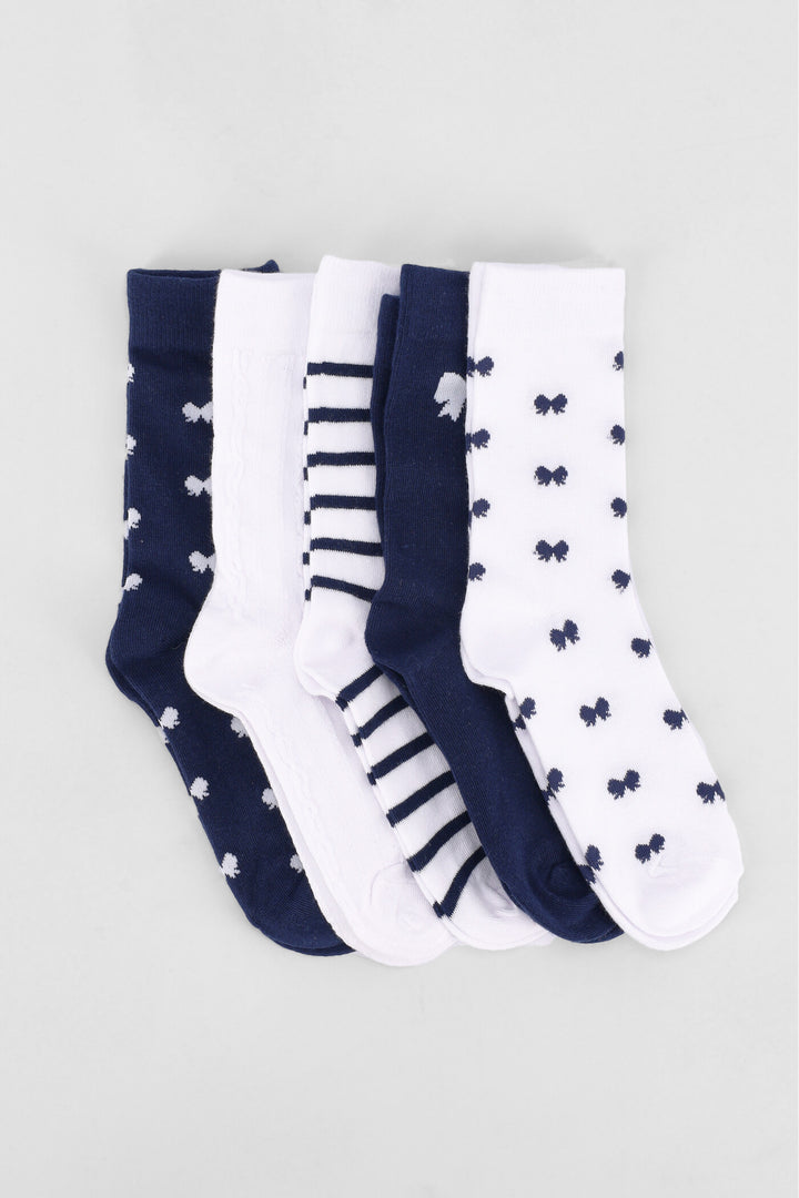 Girls 5 Pack Bow Anklet Sock - Multi