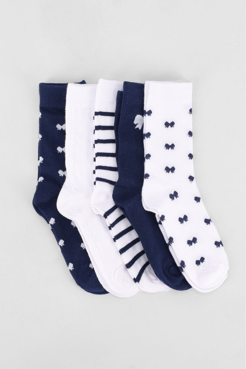 Girls 5 Pack Bow Anklet Sock - Multi
