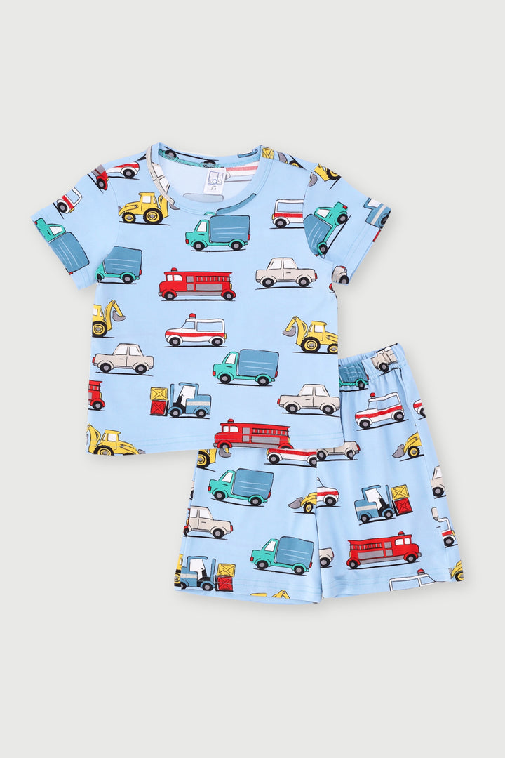 Pre-Boys Printed Dty Top & Short Sleep Set - Blue