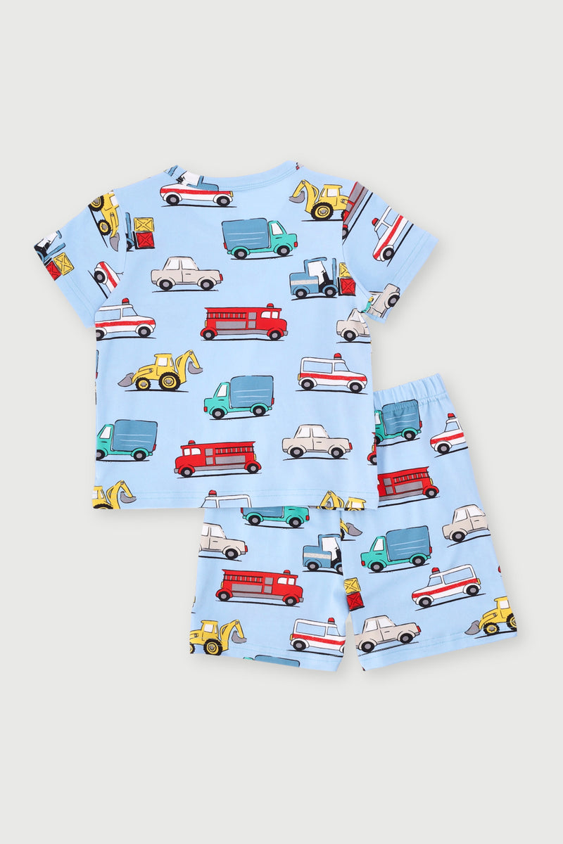 Pre-Boys Printed Dty Top & Short Sleep Set - Blue