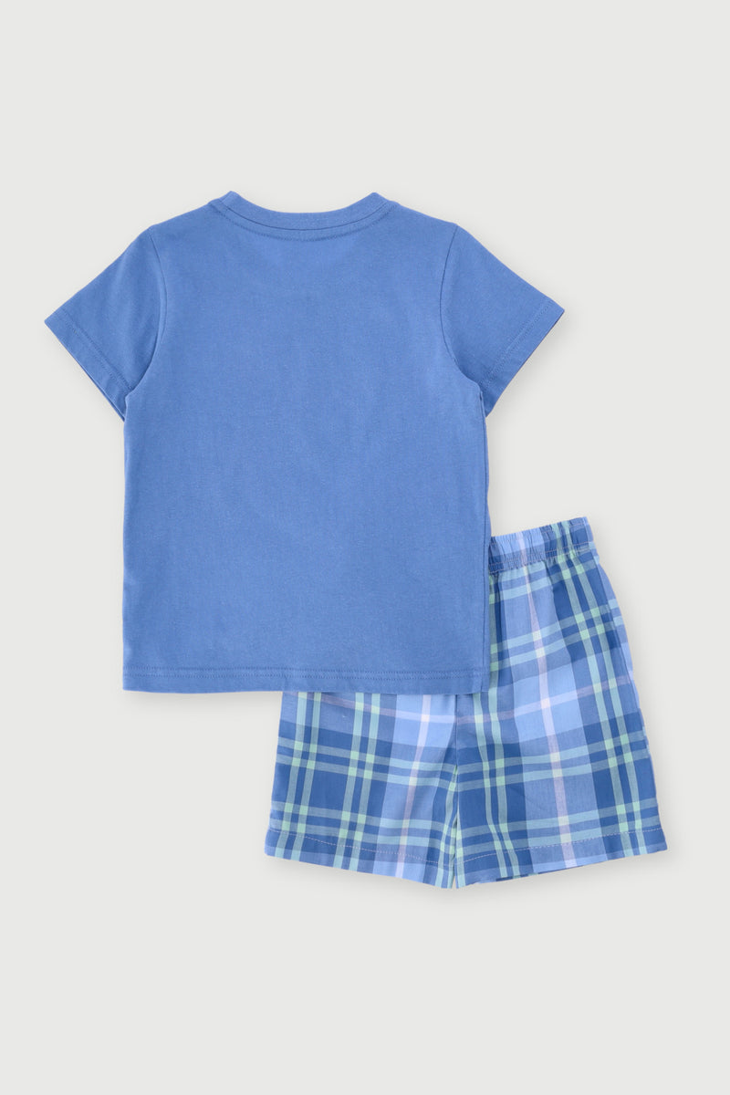 Pre-Boys Here Comes Trouble Woven Short Sleep Set - Blue