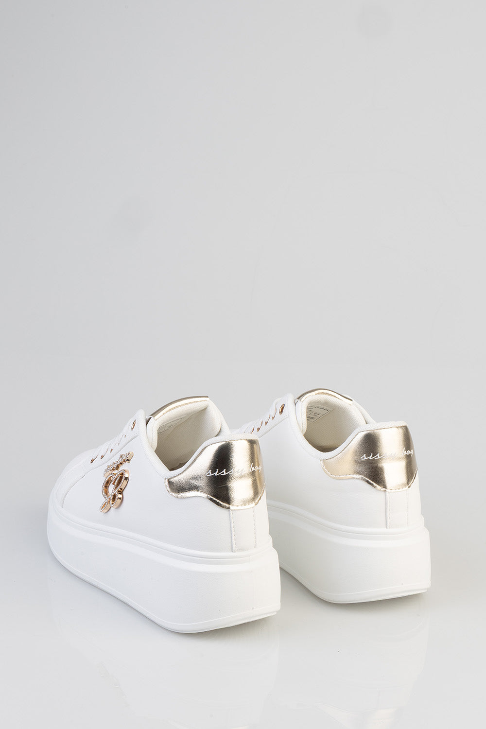 Classic Lace Up Logo Hardward Chunky Sneaker - White