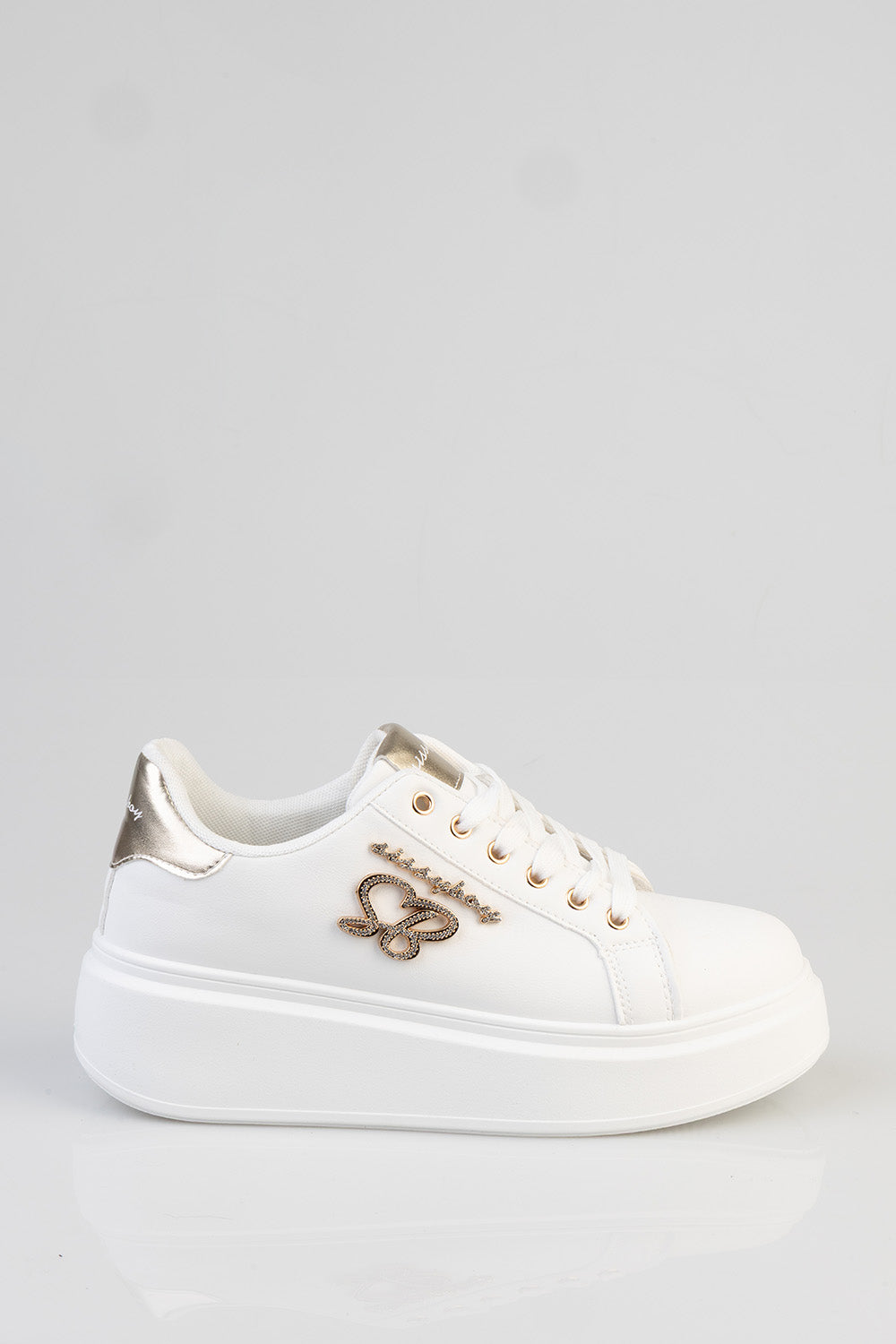Classic Lace Up Logo Hardward Chunky Sneaker - White