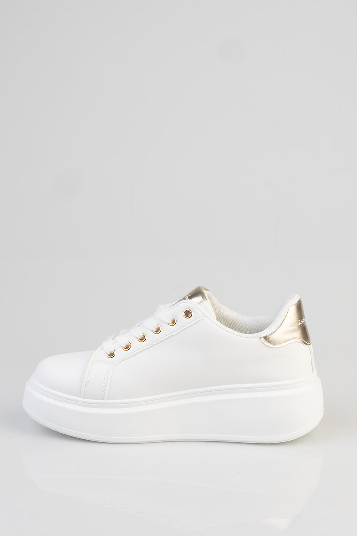 Classic Lace Up Logo Hardward Chunky Sneaker - White