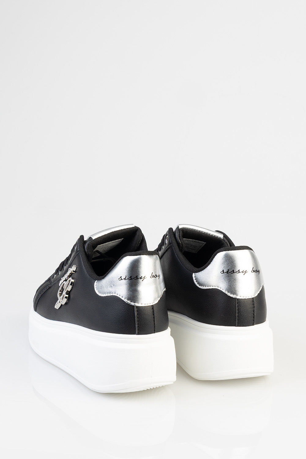 Classic Lace Up Logo Hardward Chunky Sneaker - Black