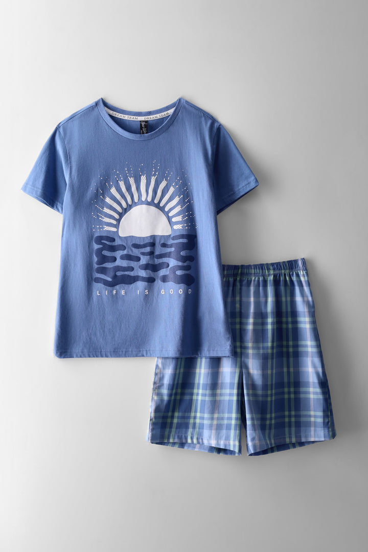 Boys Short Woven Sleep Set - Blue