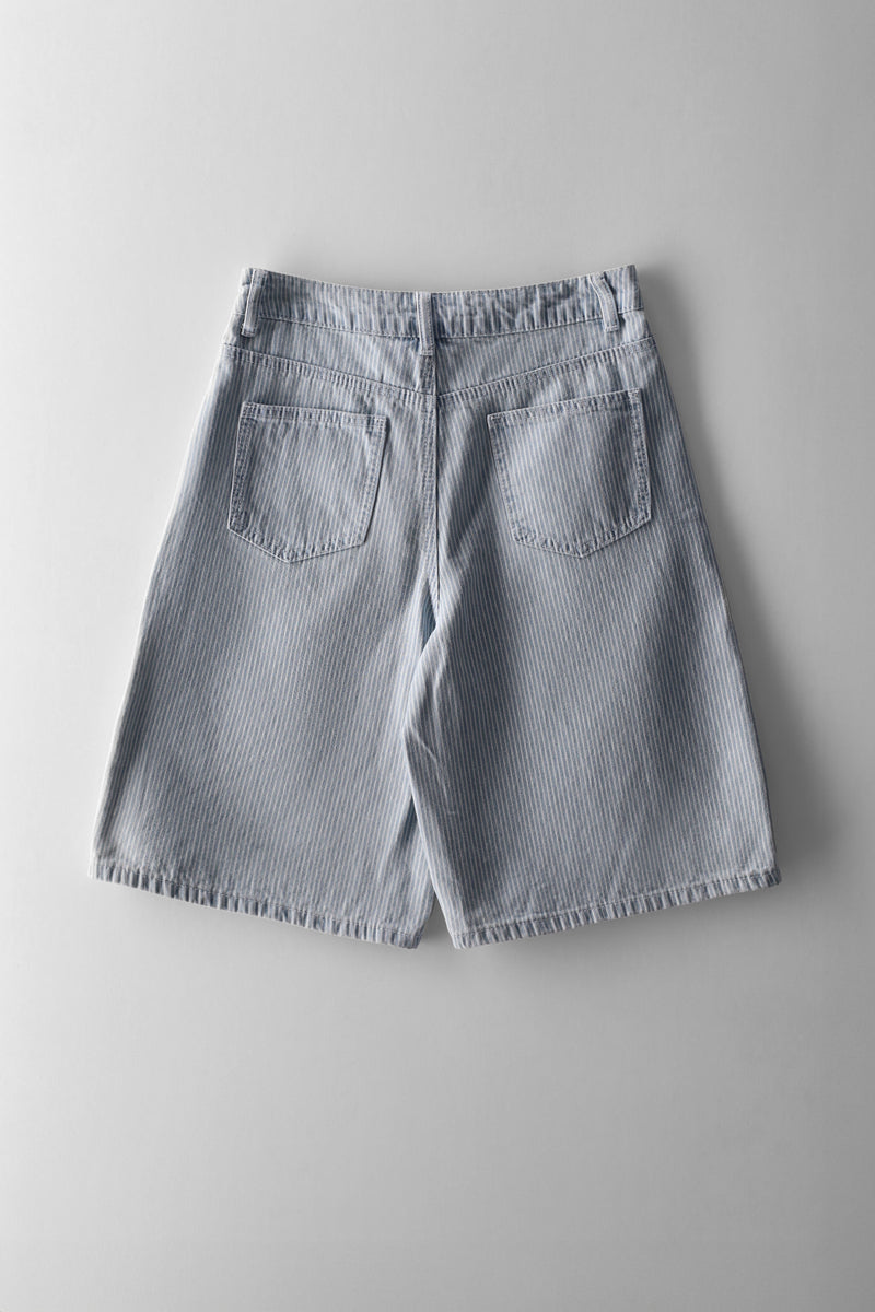 Girls Pinstripe Denim Jort - Blue