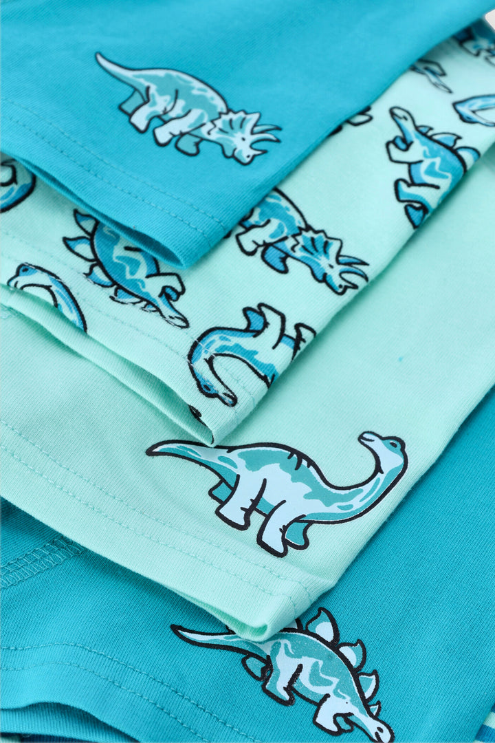 Pre-Boys 5 Pack Printed Dino Boxers - Light Blue
