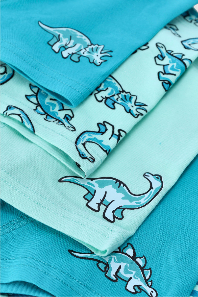 Pre-Boys 5 Pack Printed Dino Boxers - Light Blue