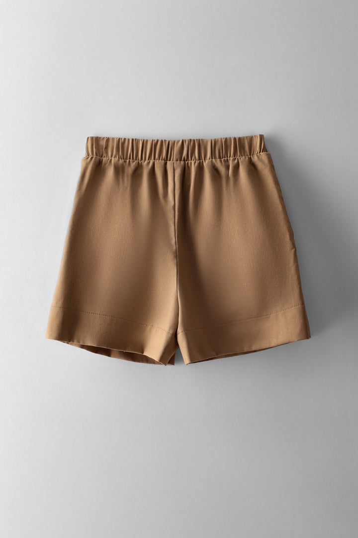 Girls Wideleg Basic Linen Short - Tan