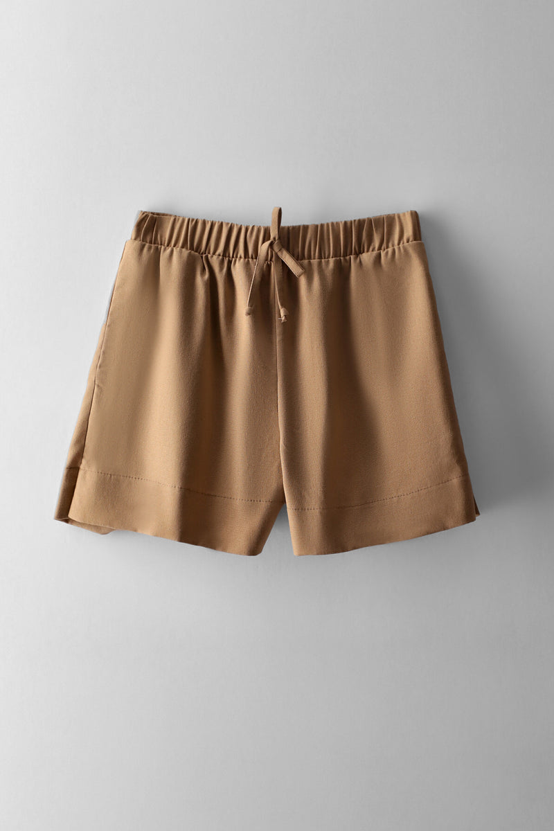 Girls Wideleg Basic Linen Short - Tan