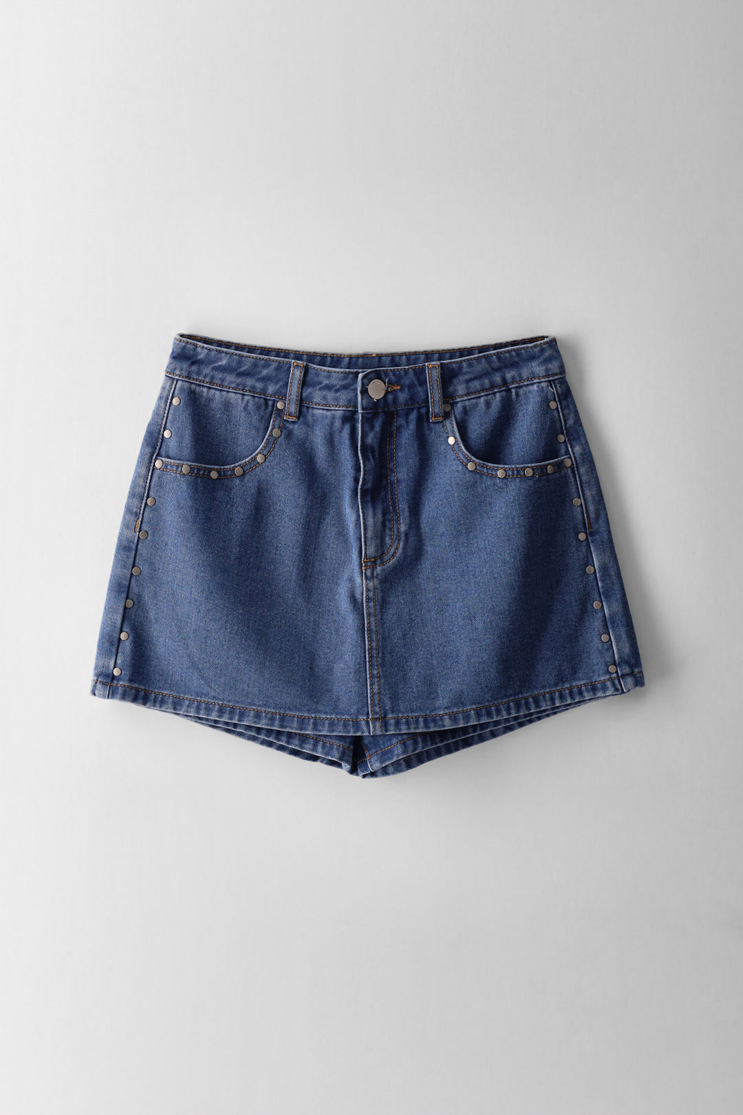 Girls Stud Detail Denim Skort - Blue