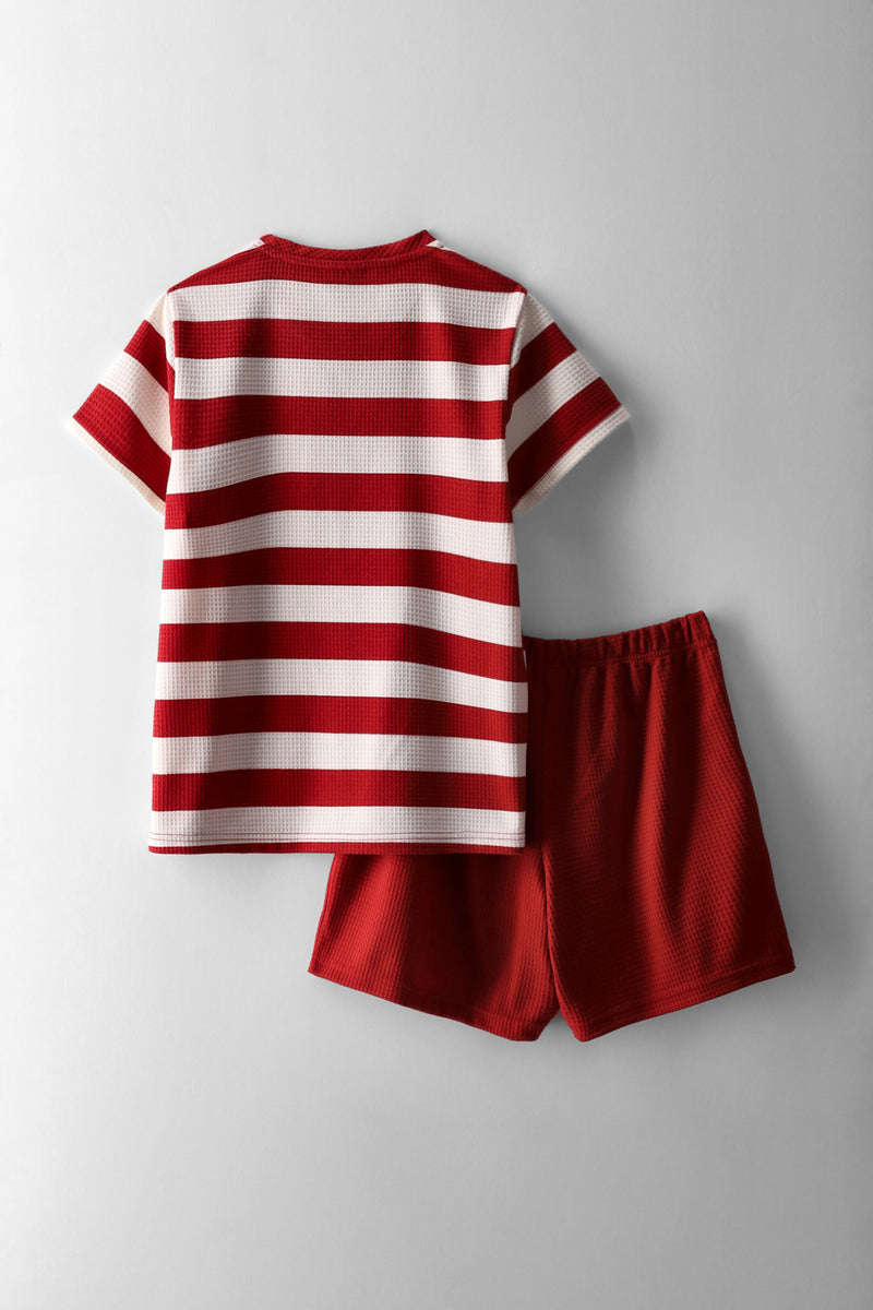 Boys Waffle Stripe Short Sleep Set - Multi
