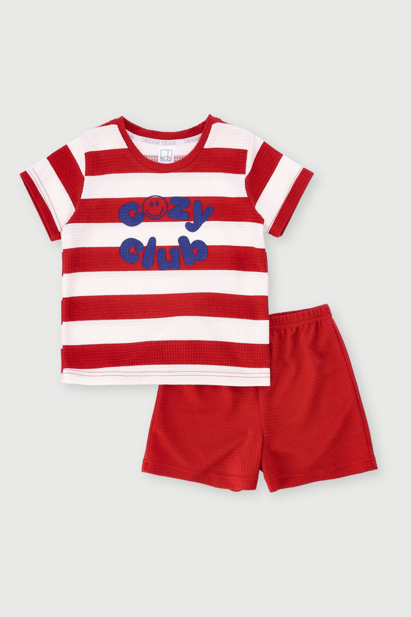 Pre-Boys Waffle Stripe Short Sleep Set - Multi