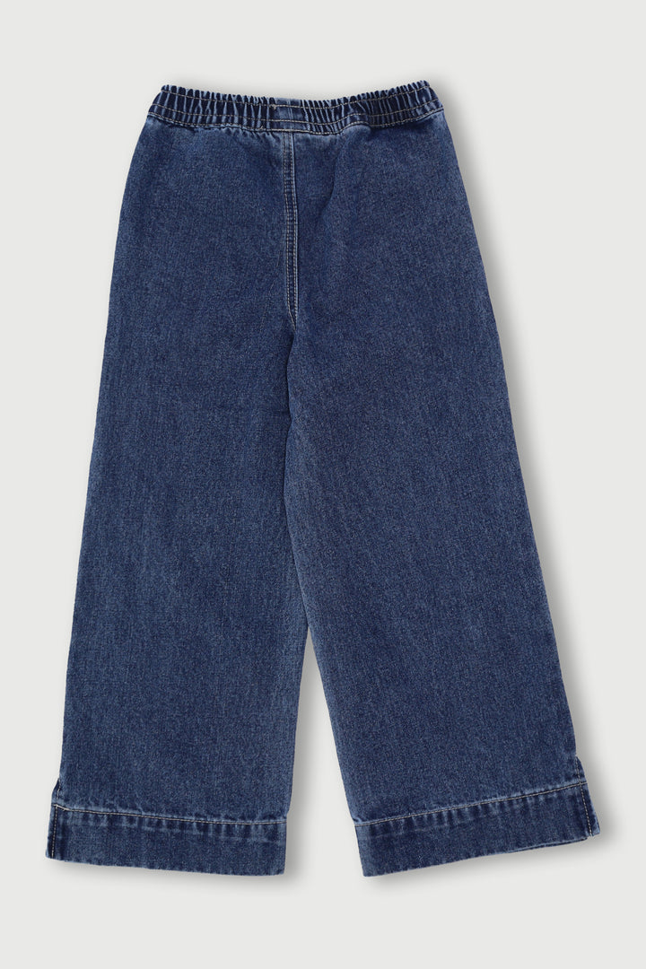 Pre-Girls Pull On Denim - Mid Blue