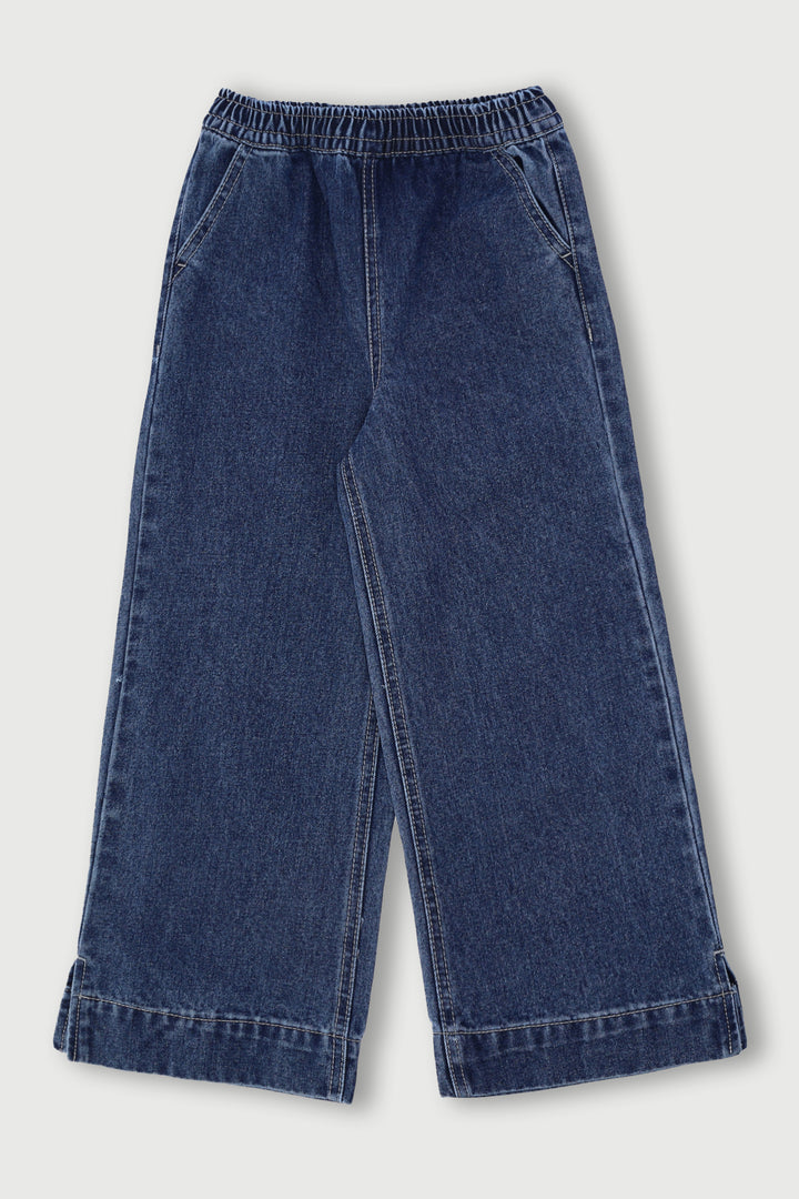 Pre-Girls Pull On Denim - Mid Blue