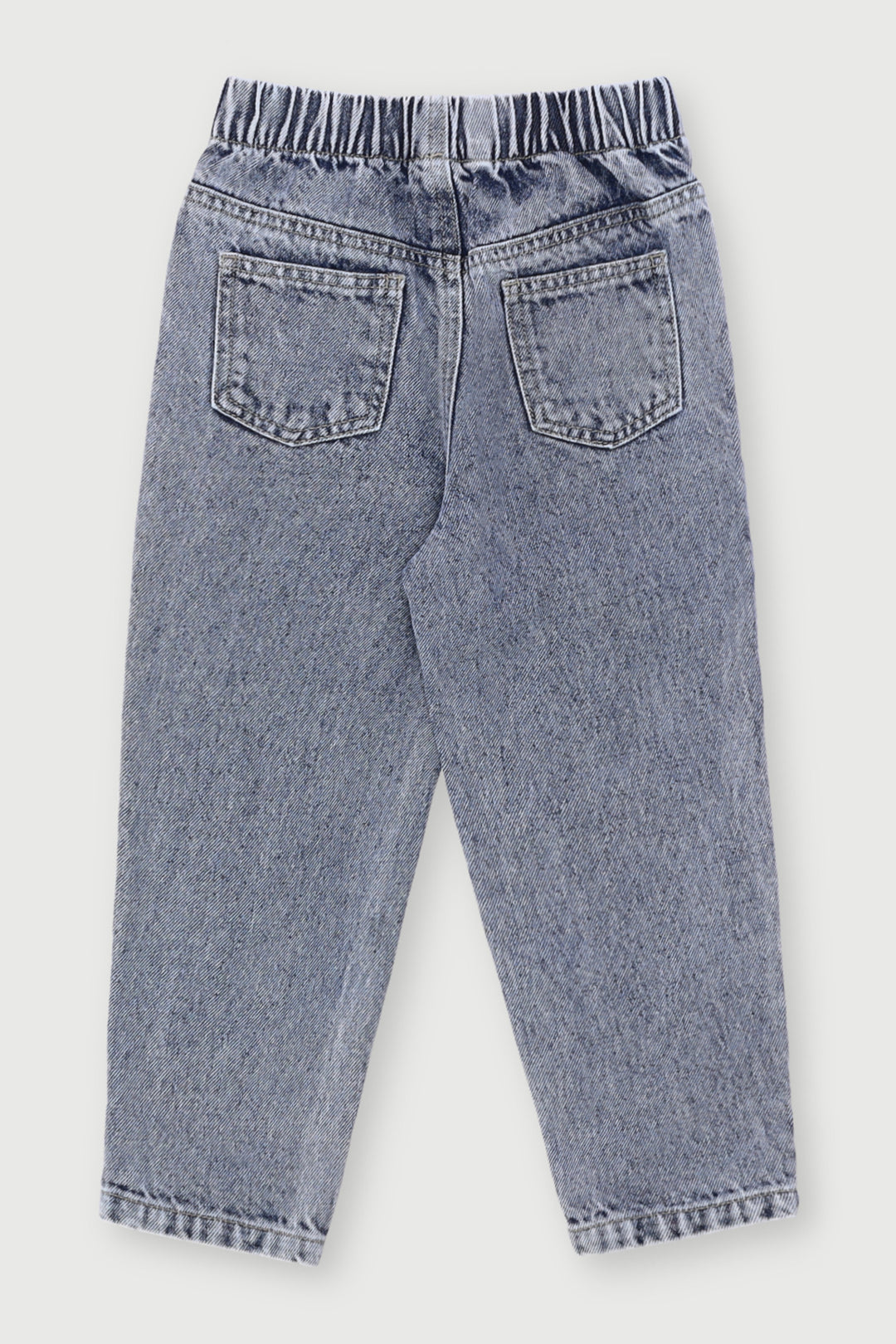 Pre-Girls Bow Embroidery Mom Jean - Mid Blue