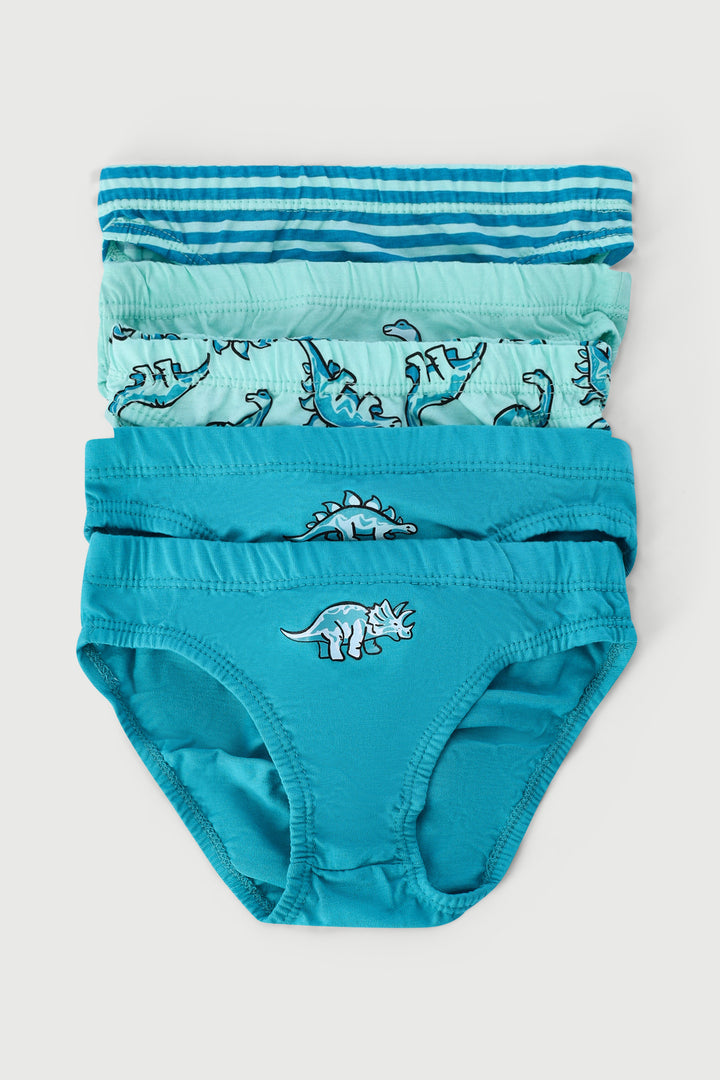 Pre-Boys 5 Pack Printed Dino Briefs - Sage