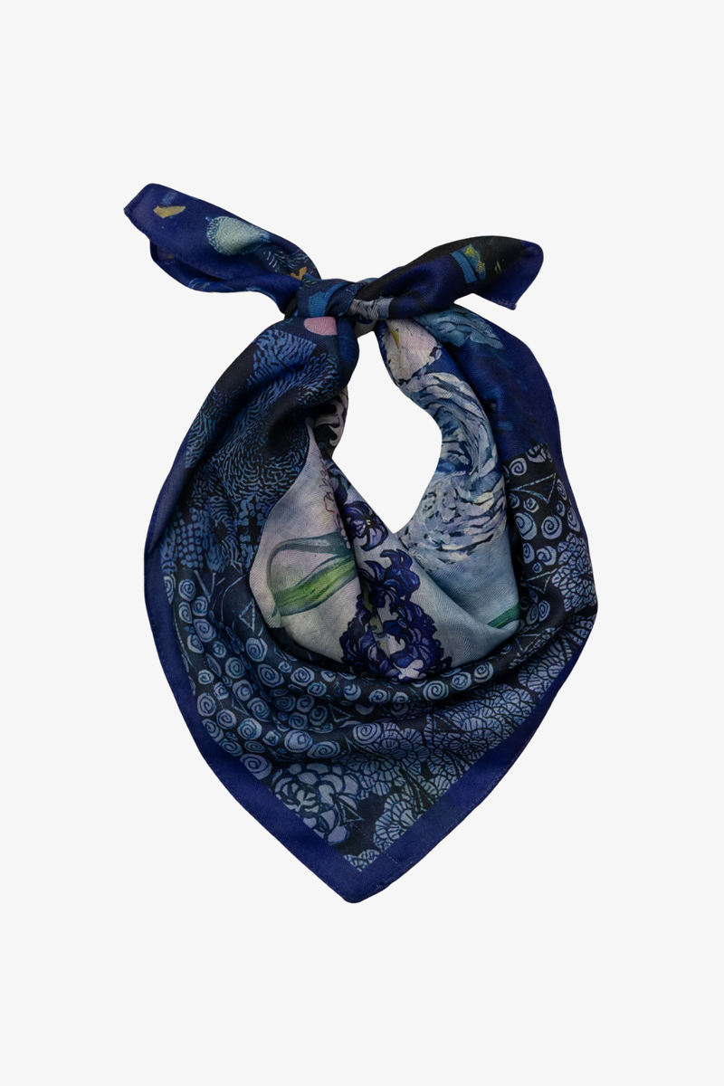 Midnight Bloom Neckerchief - Cobalt
