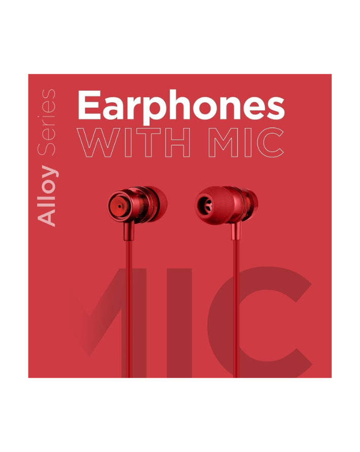 Alloy Series Metal Earphones with Mic Red