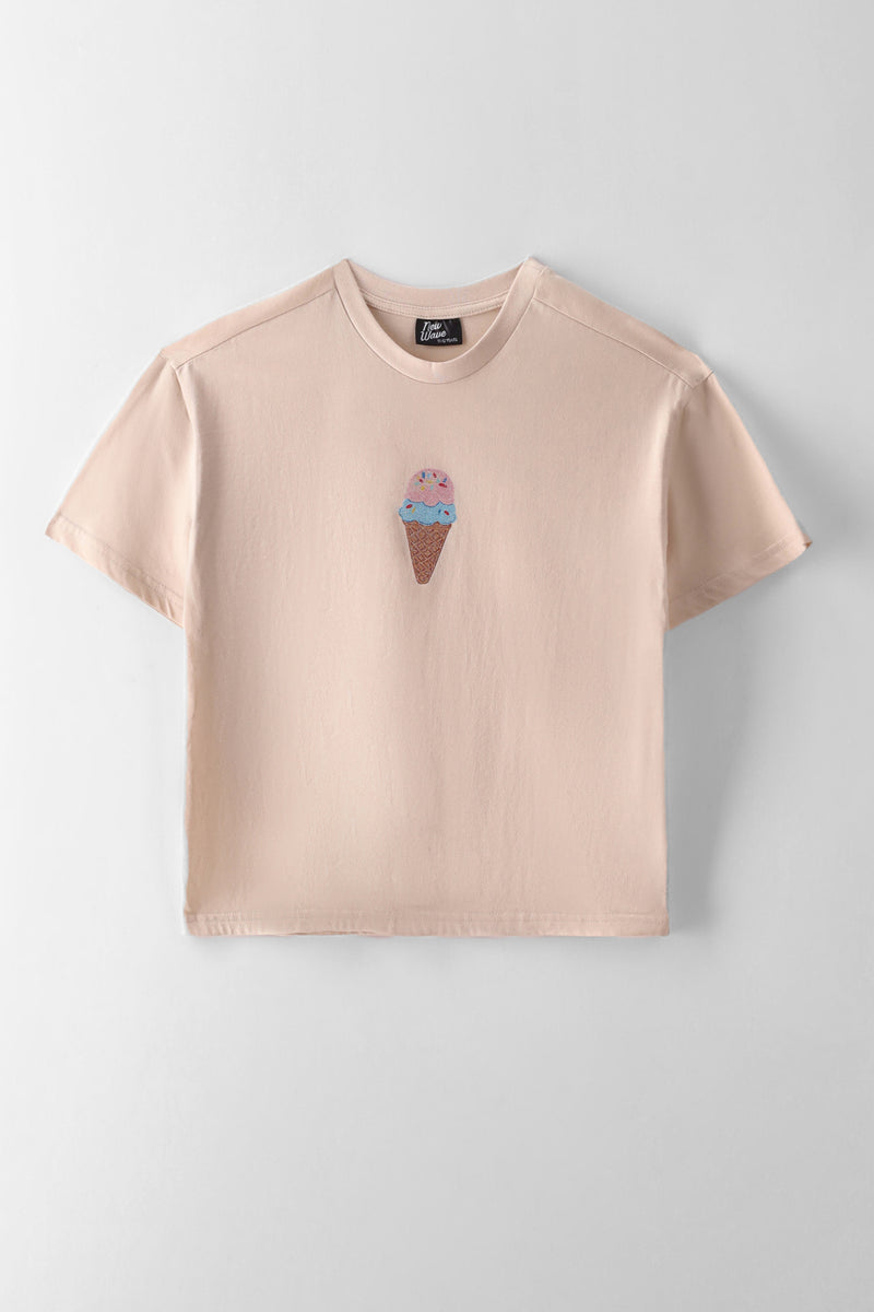 Girls Regular Basic Tee - Oatmeal