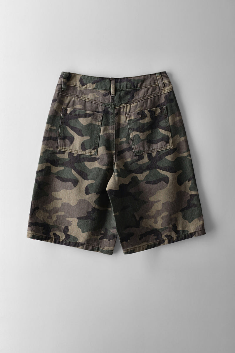 Girls Denim Jort - Camo