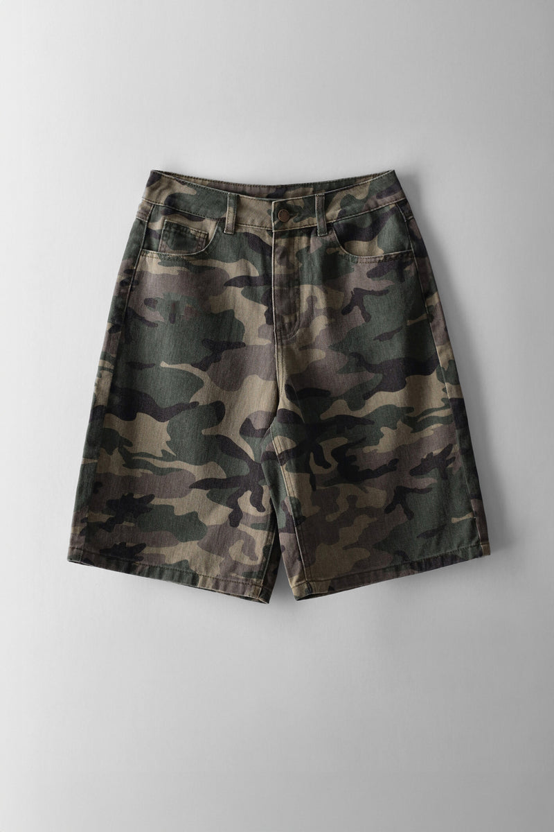 Girls Denim Jort - Camo