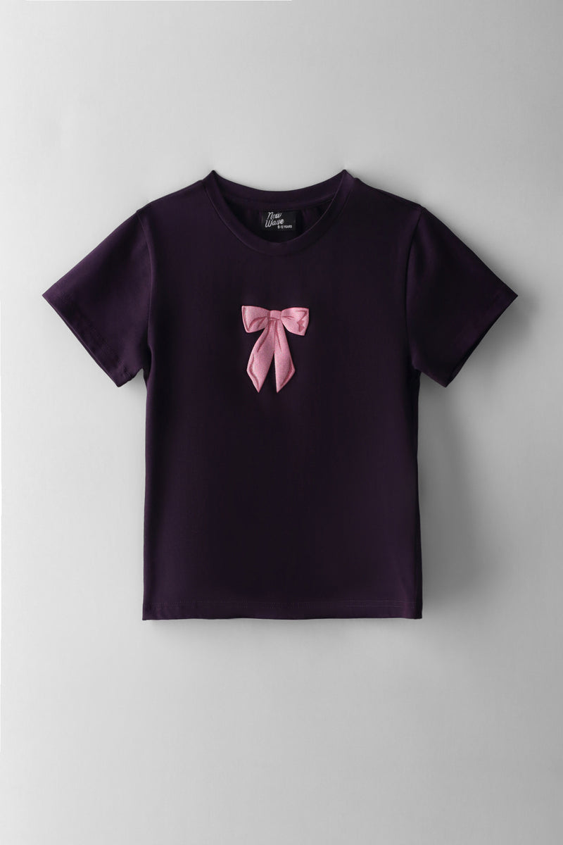 Girls Plain Fitted Basic Tee - Ink