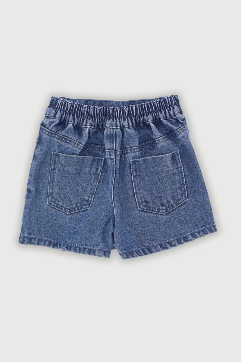 Pre-Girls Denim Pleat Skort - Dark Blue