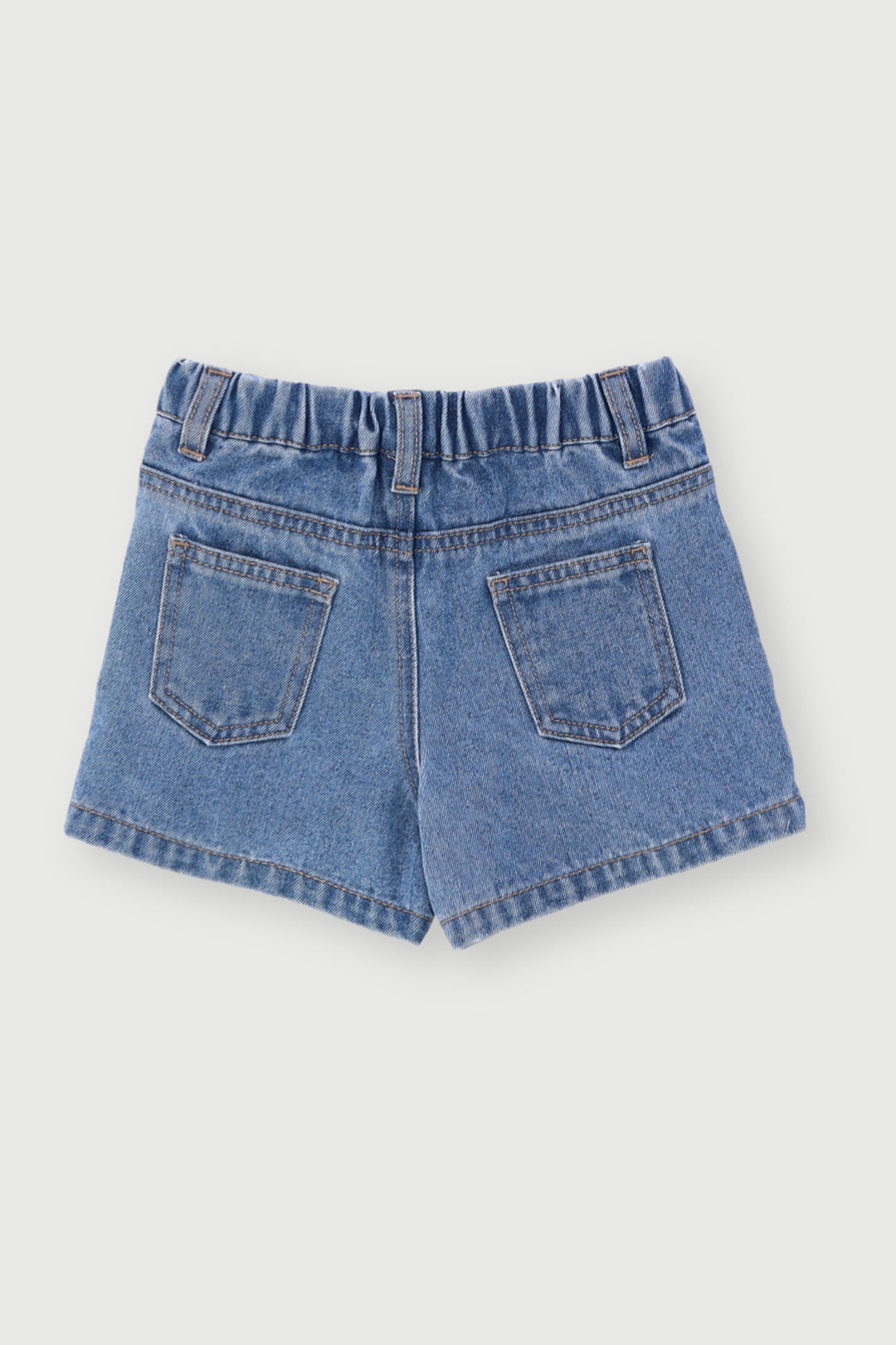 Pre-Girls Heart Applique Denim Shorts - Light Blue