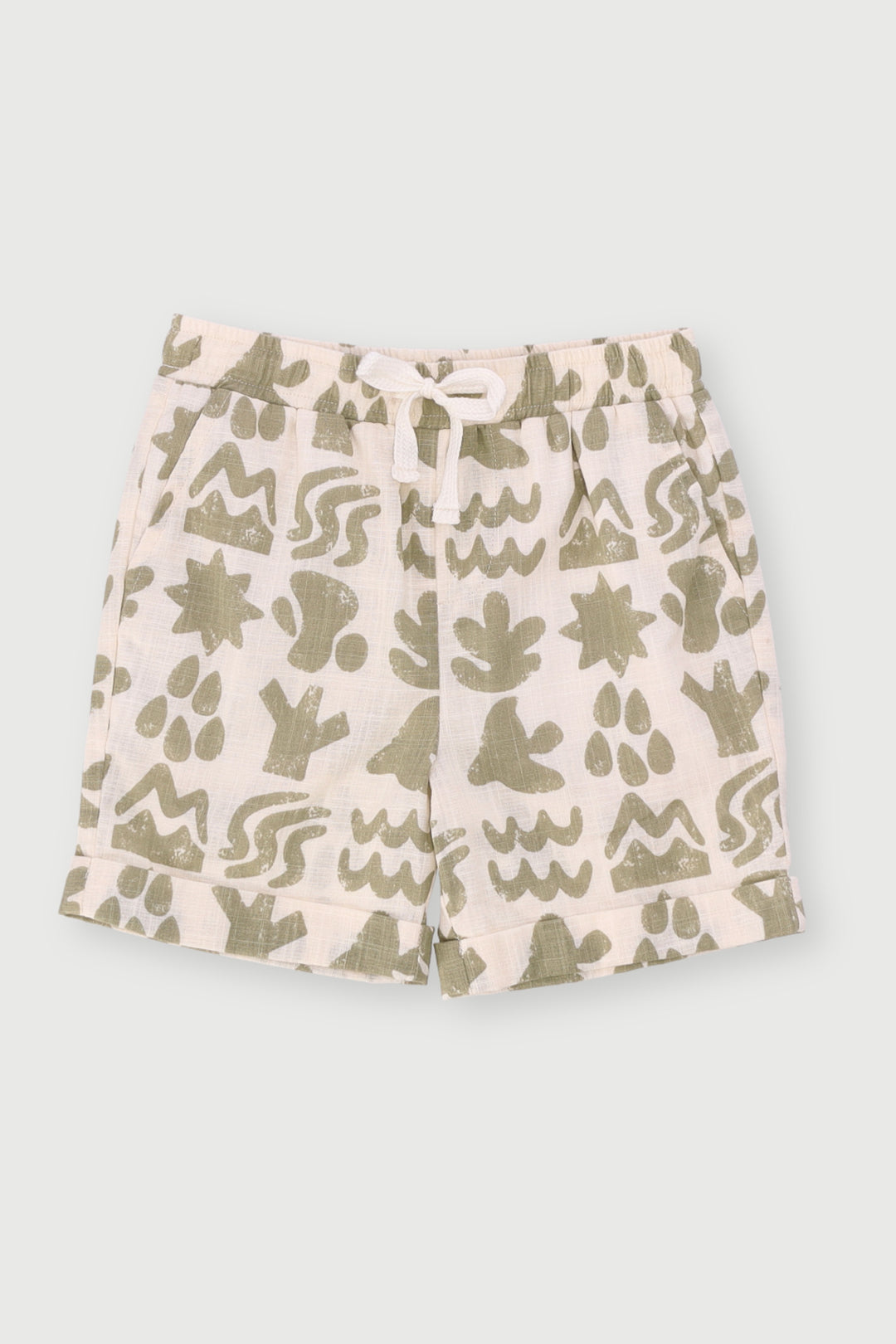 Pre-Boys Geometric Slub Yarn Short - Stone