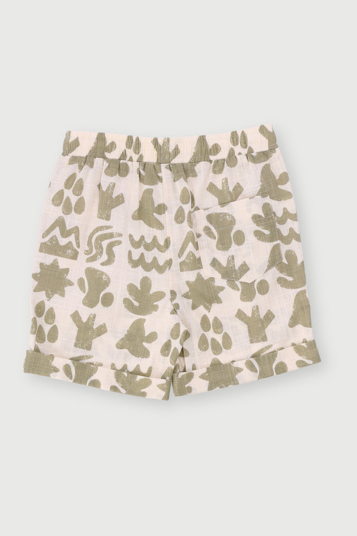 Pre-Boys Geometric Slub Yarn Short - Stone