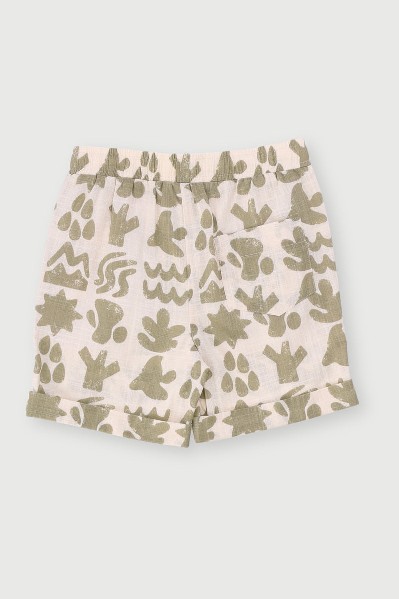 Pre-Boys Geometric Slub Yarn Short - Stone