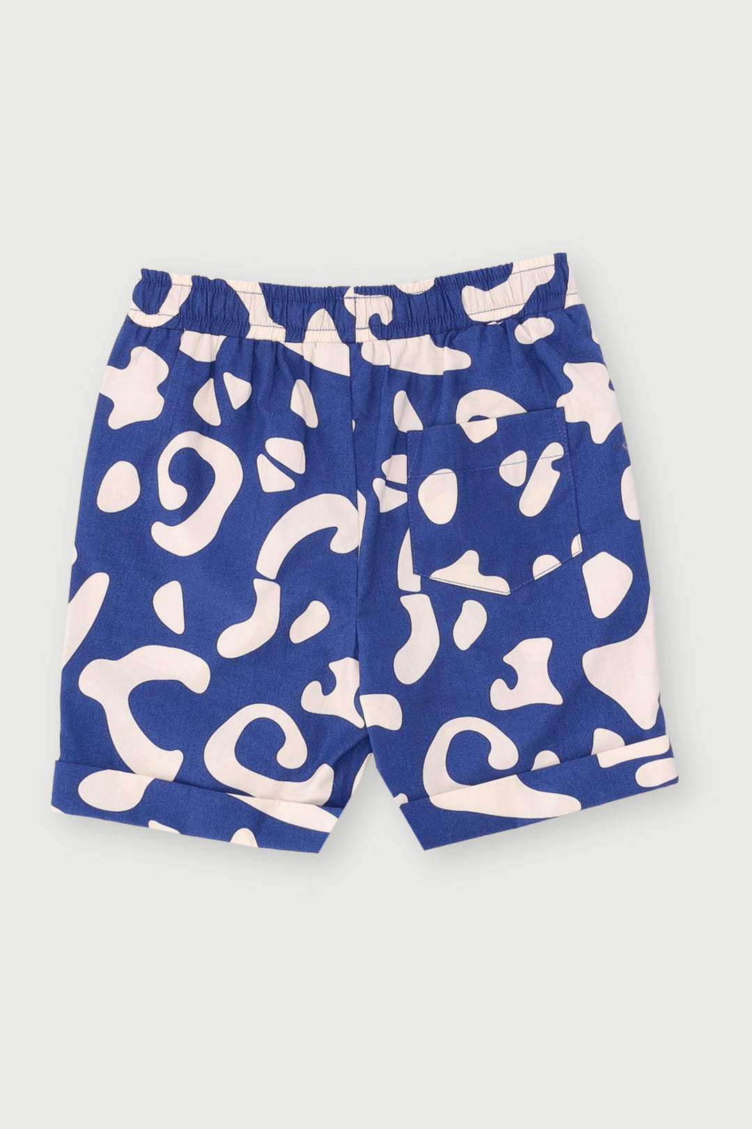 Pre-Boys Abstract Cotton Poplin Short - Dark Blue