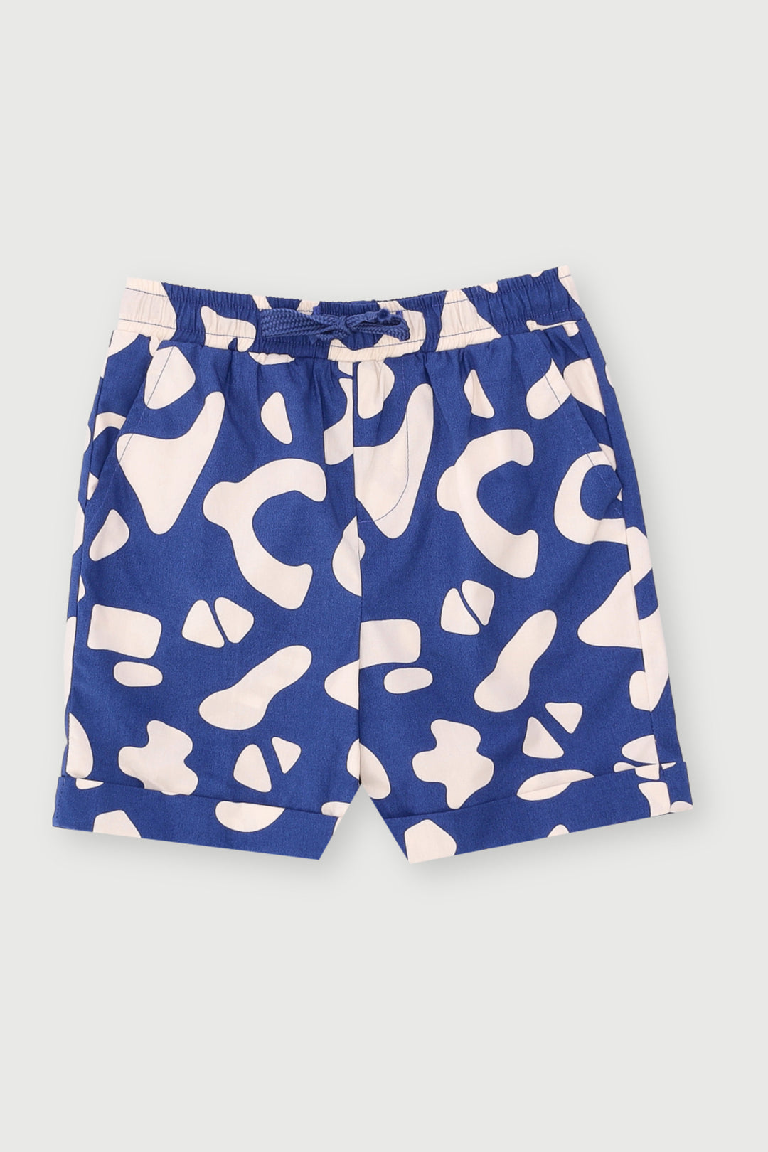 Pre-Boys Abstract Cotton Poplin Short - Dark Blue