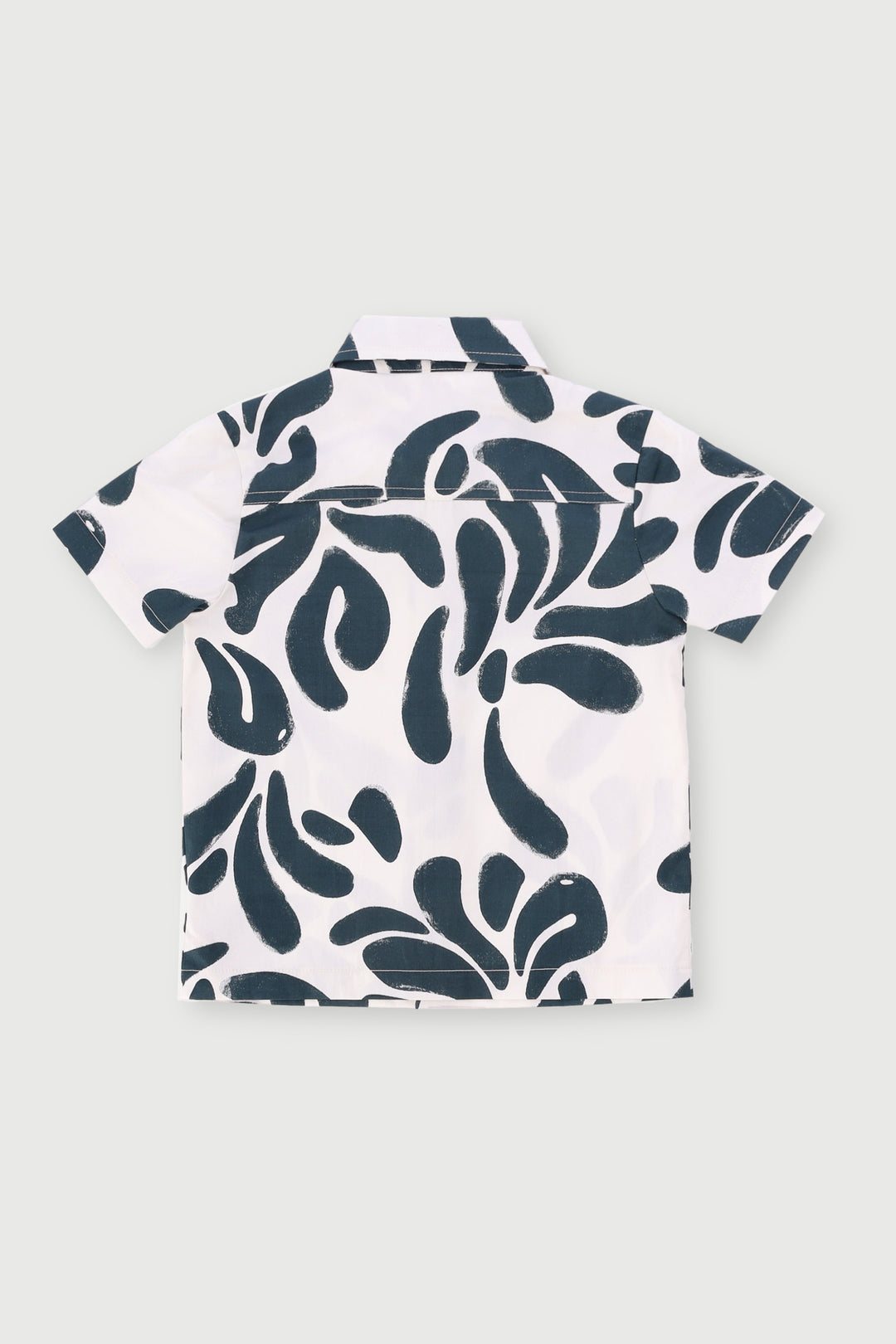 Pre-Boys Leaf Abstract Shirt - Cream/Dark Green