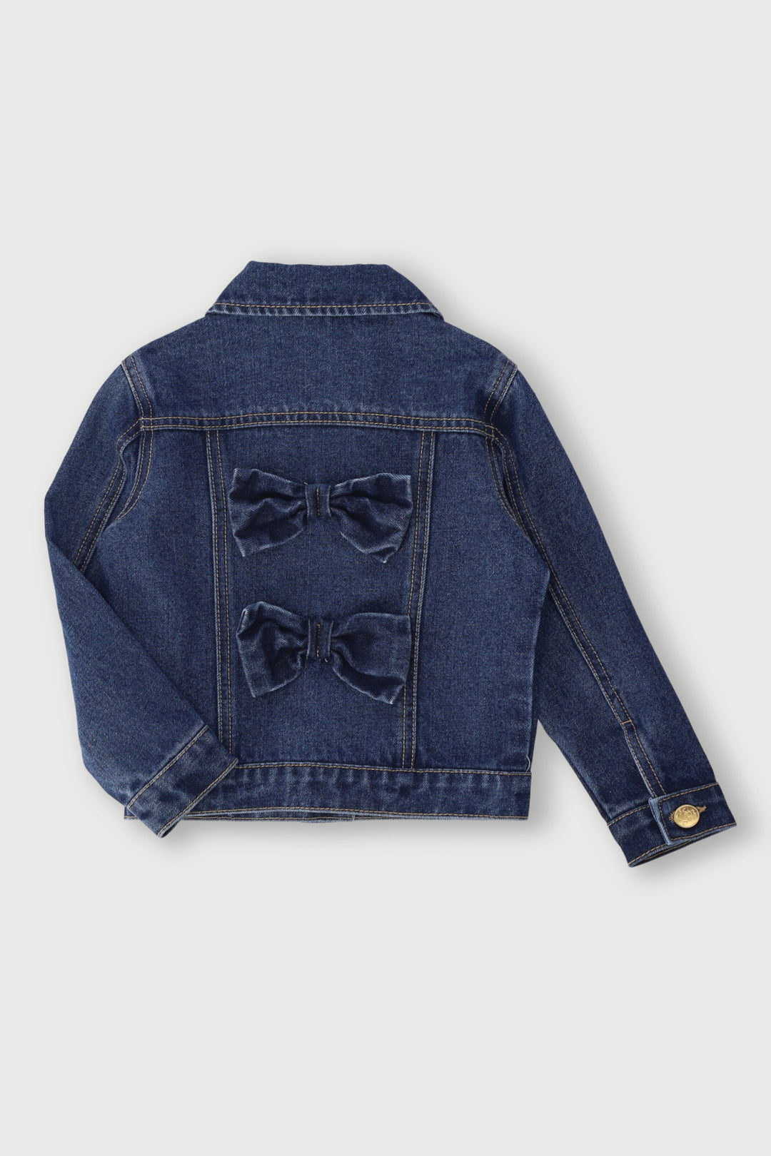 Pre-Girls Bow Detail Denim Jacket - Mid Blue