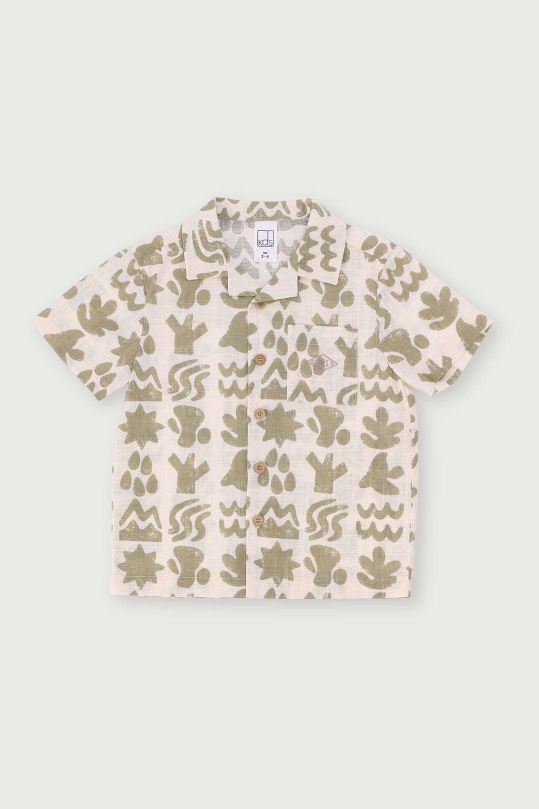 Pre-Boys Geometric Slub Yarn Shirt - Stone