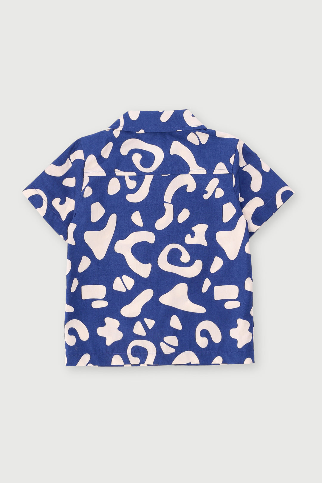Pre-Boys Abstract Cotton Poplin Shirt - Dark Blue