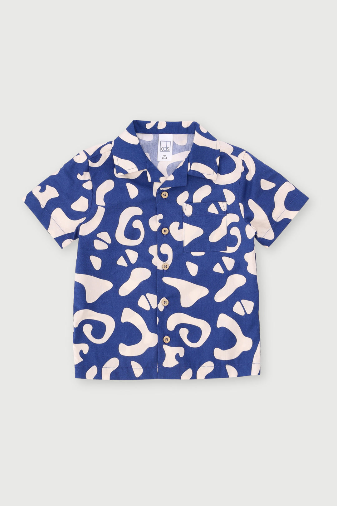Pre-Boys Abstract Cotton Poplin Shirt - Dark Blue