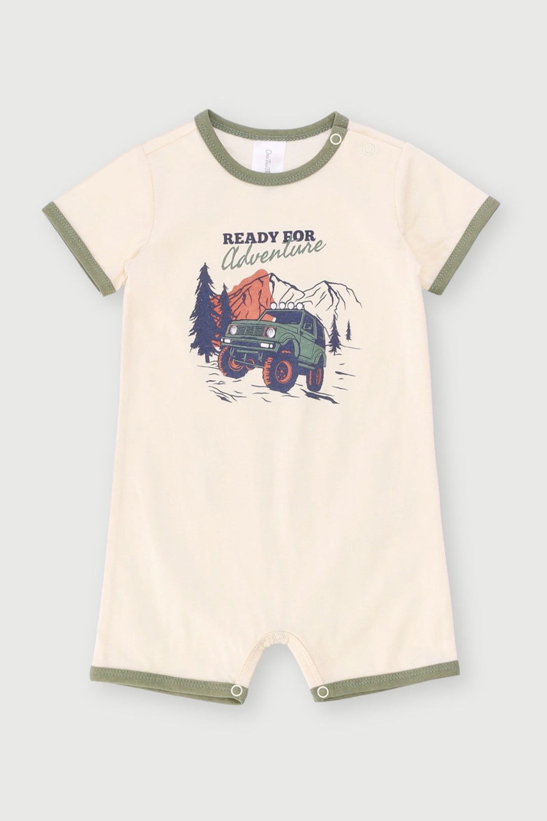 Baby Boys Adventure Short Sleeve Romper - Cream
