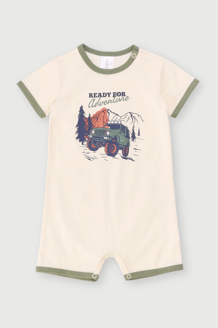 Baby Boys Adventure Short Sleeve Romper - Cream