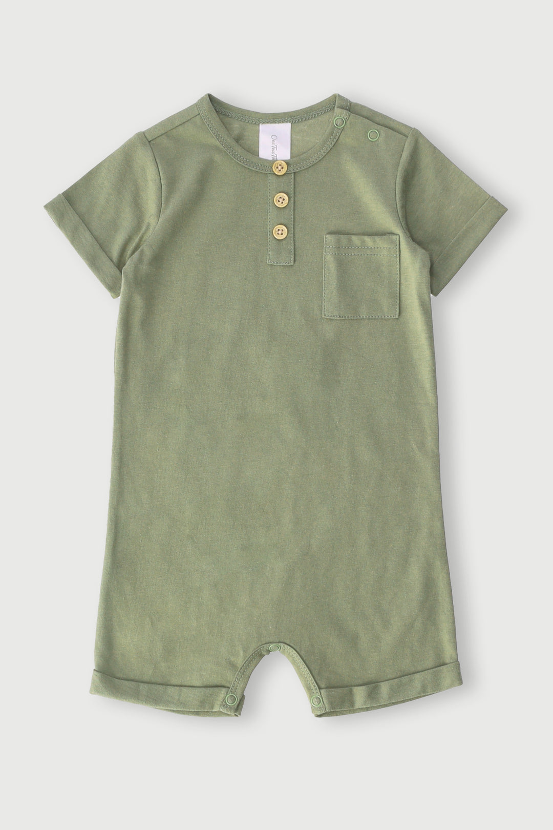Baby Boys Basic Pocket Romper - Light Fatigue