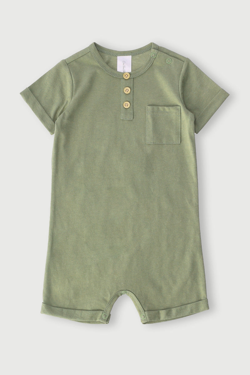 Baby Boys Basic Pocket Romper - Light Fatigue