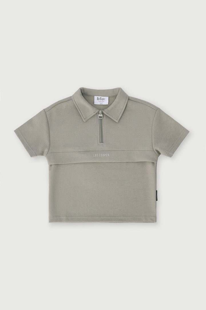 Pre-Boys Oversized Quarter Zip Golfer - Green