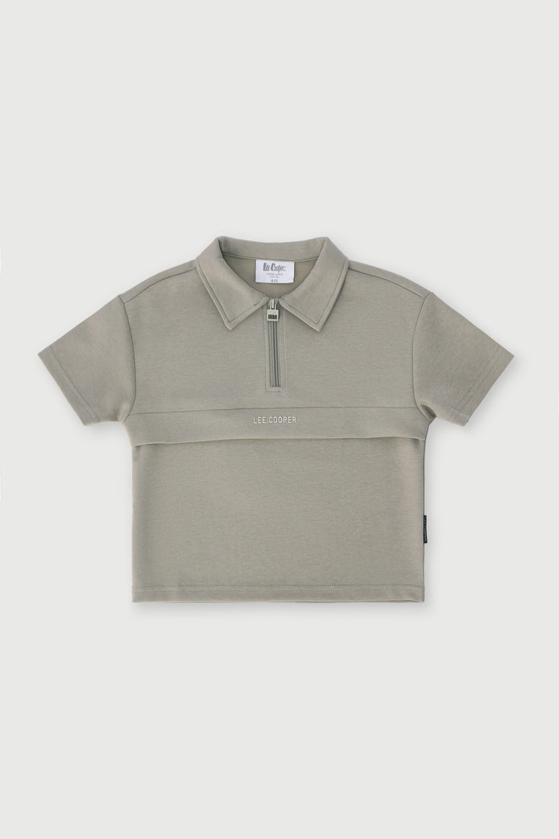 Pre-Boys Oversized Quarter Zip Golfer - Green