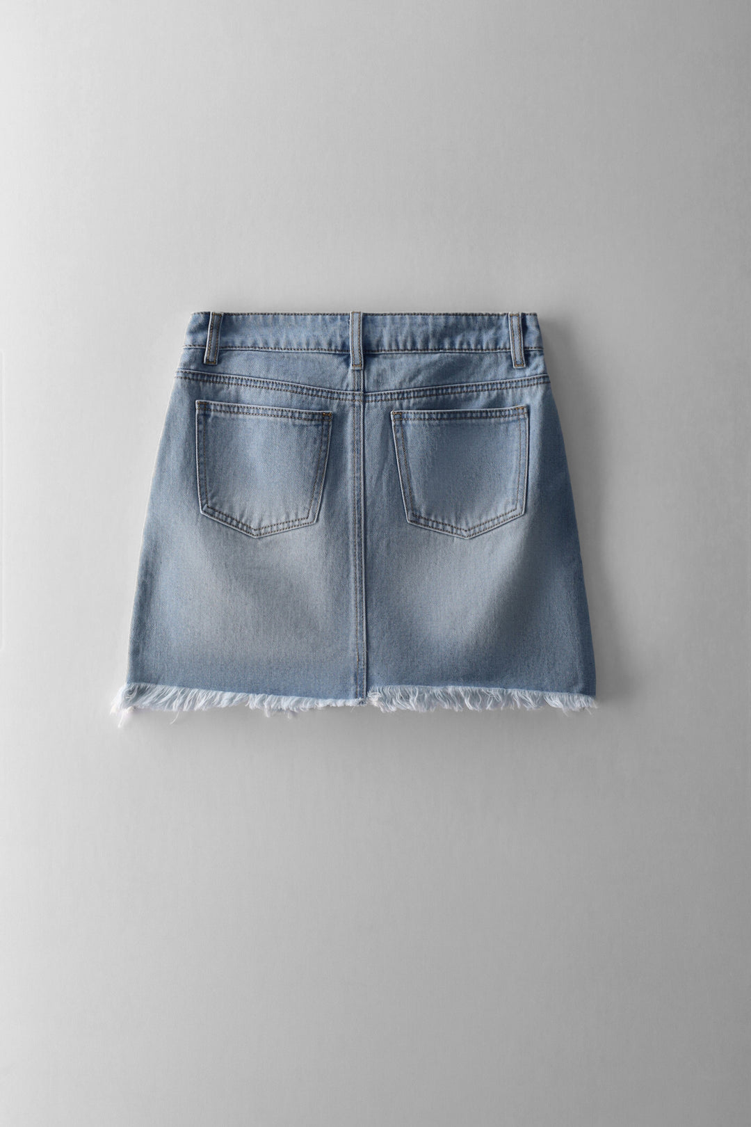 Girls Raw Hem Asymmetrical Waist Skirt - Light Blue