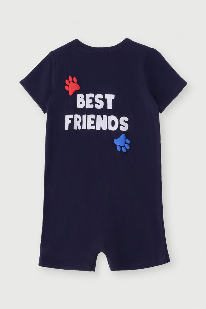 Baby Boys Puppy Pals Short Sleeve Romper - Navy