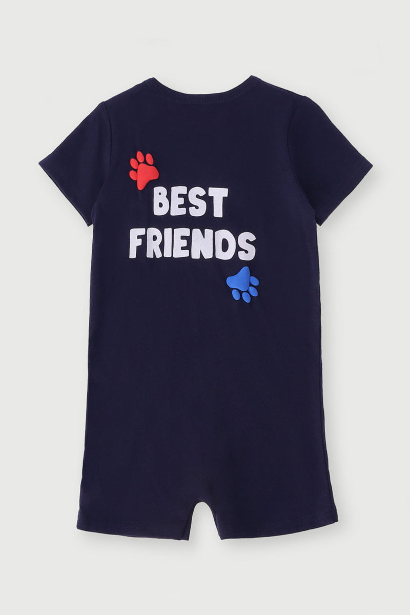 Baby Boys Puppy Pals Short Sleeve Romper - Navy